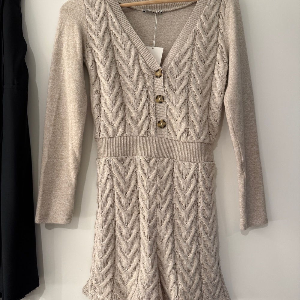 Women's Beige Knit Romper